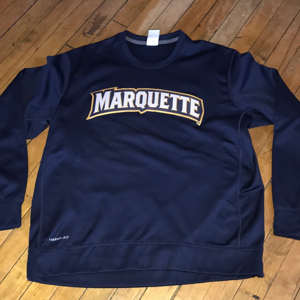 Nike Navy Marquette Crewneck Sweatshirt with Gold Accent